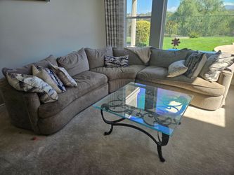 Large Gray Curved Sectional Sofa