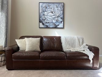 Genuine Brown Leather Sofa