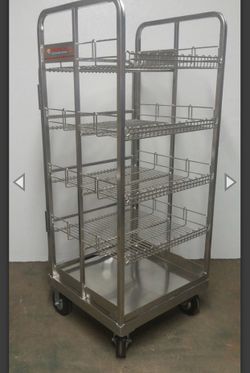 Gently used dairy carts can be used as shelves ect
