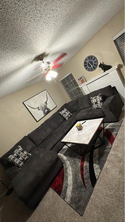 Dark Gray Fabric Sectional Sofa