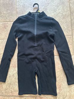 Black Ribbed Long Sleeve Romper