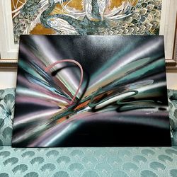 1980s large abstract painting signed