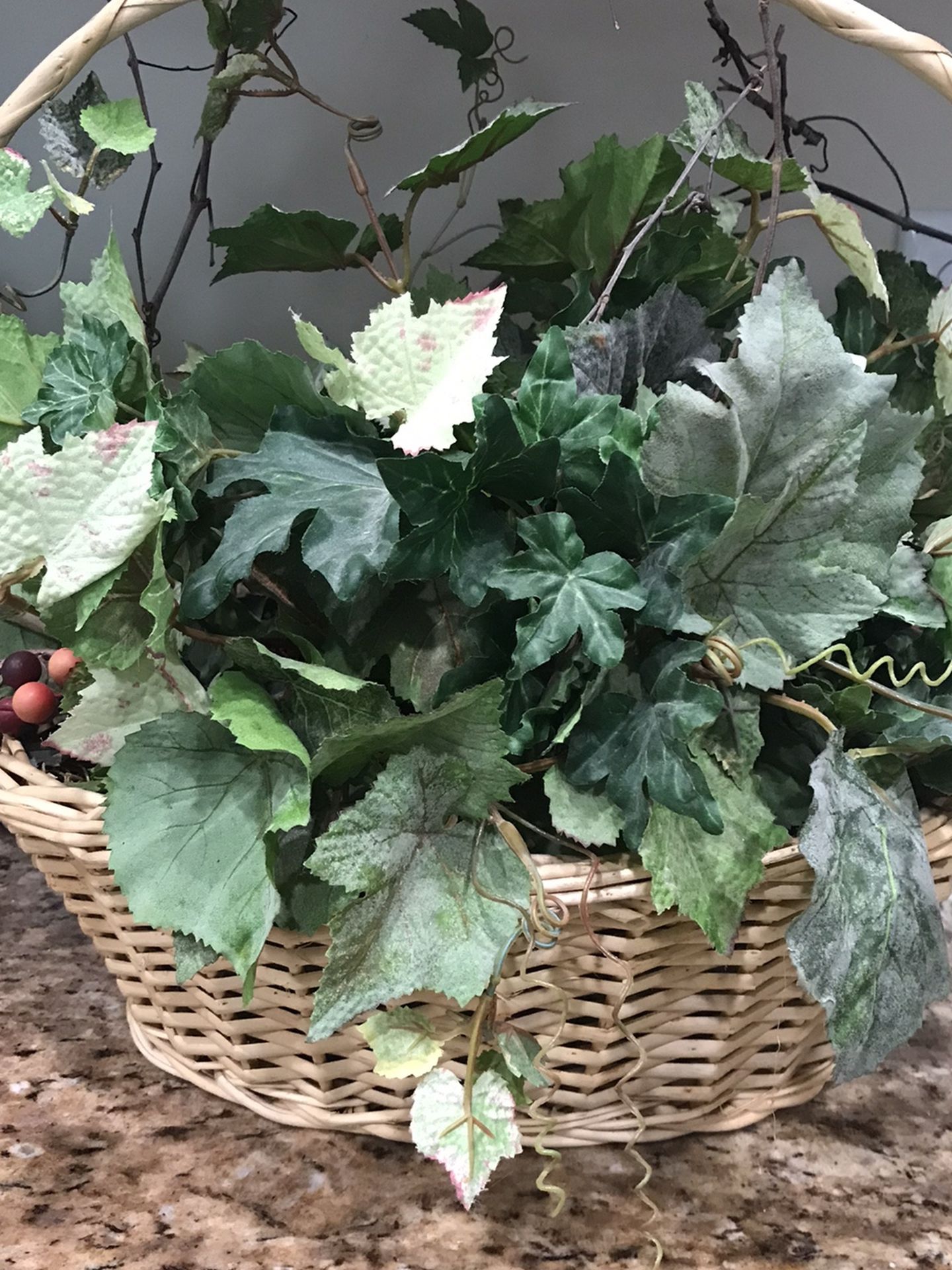 WICKER BASKET WITH GREENERY 