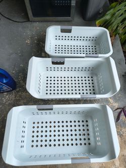 white plastic freezer baskets