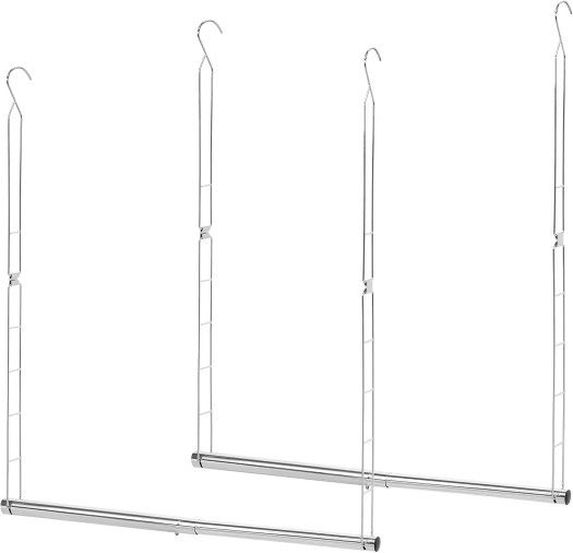 STORAGE MANIAC Hanging Closet Rod, Adjustable Width and Height Closet Hanging Organizer, Space-Saving Clothes Hanging Bar, Closet Extender Hanging Rod