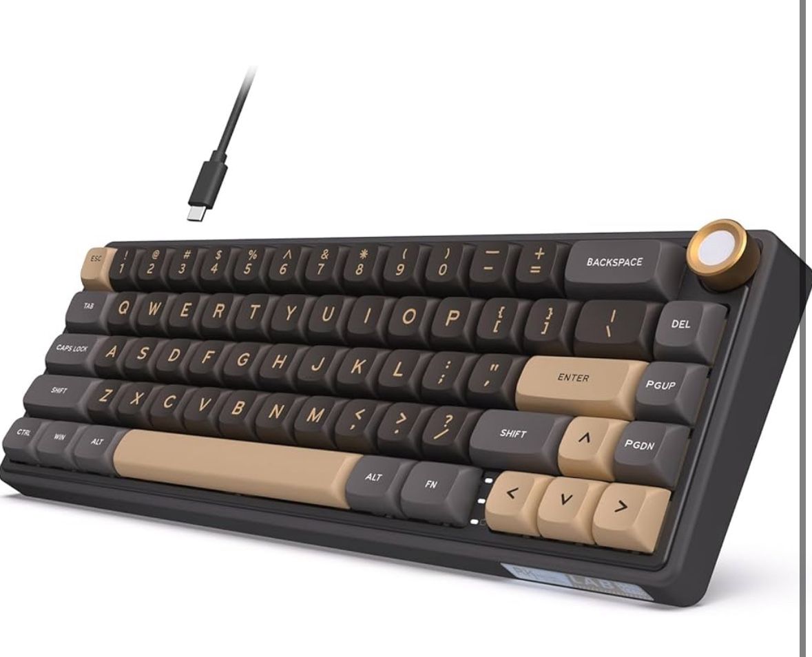 R65 Wired Gaming Keyboard with Volume Knob, 60% Percent RGB Backlit Mechanical Keyboard Gasket Mount with PBT Keycaps, MDA Profile, QMK/VIA, 66 Keys H