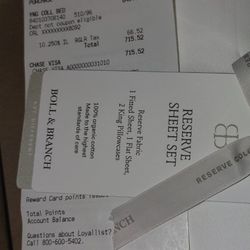 Bloomingdales King  Size Boll & Branch Bed Set NEW.