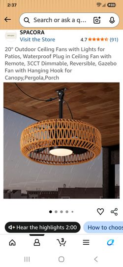 Outdoor Rattan Hanging Fan