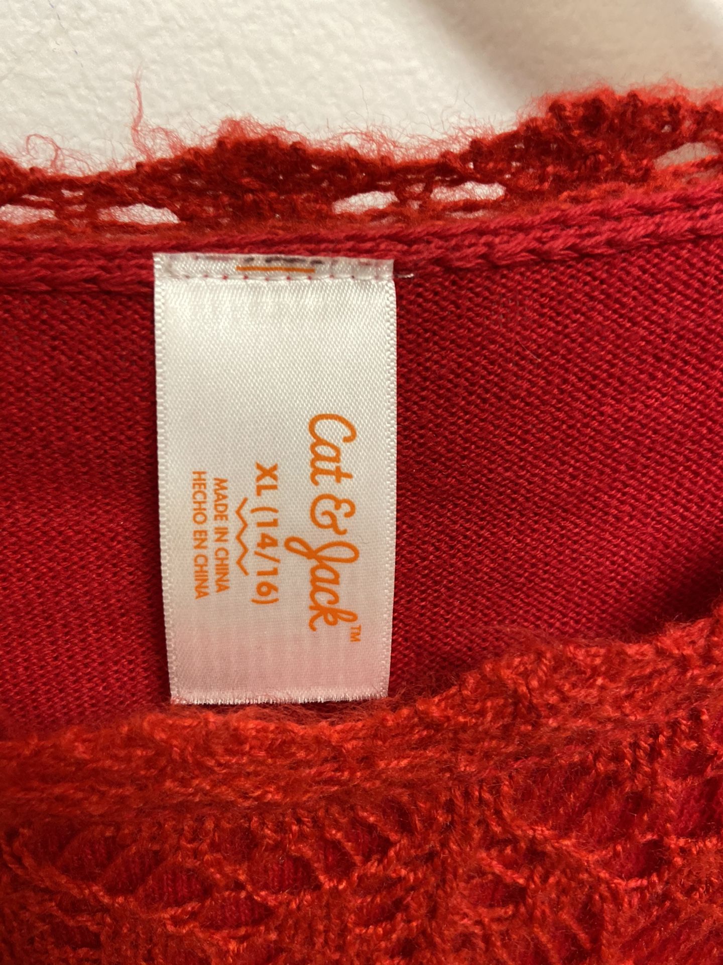 Cat & Jack red long sleeve dress, size 14/16 girls
