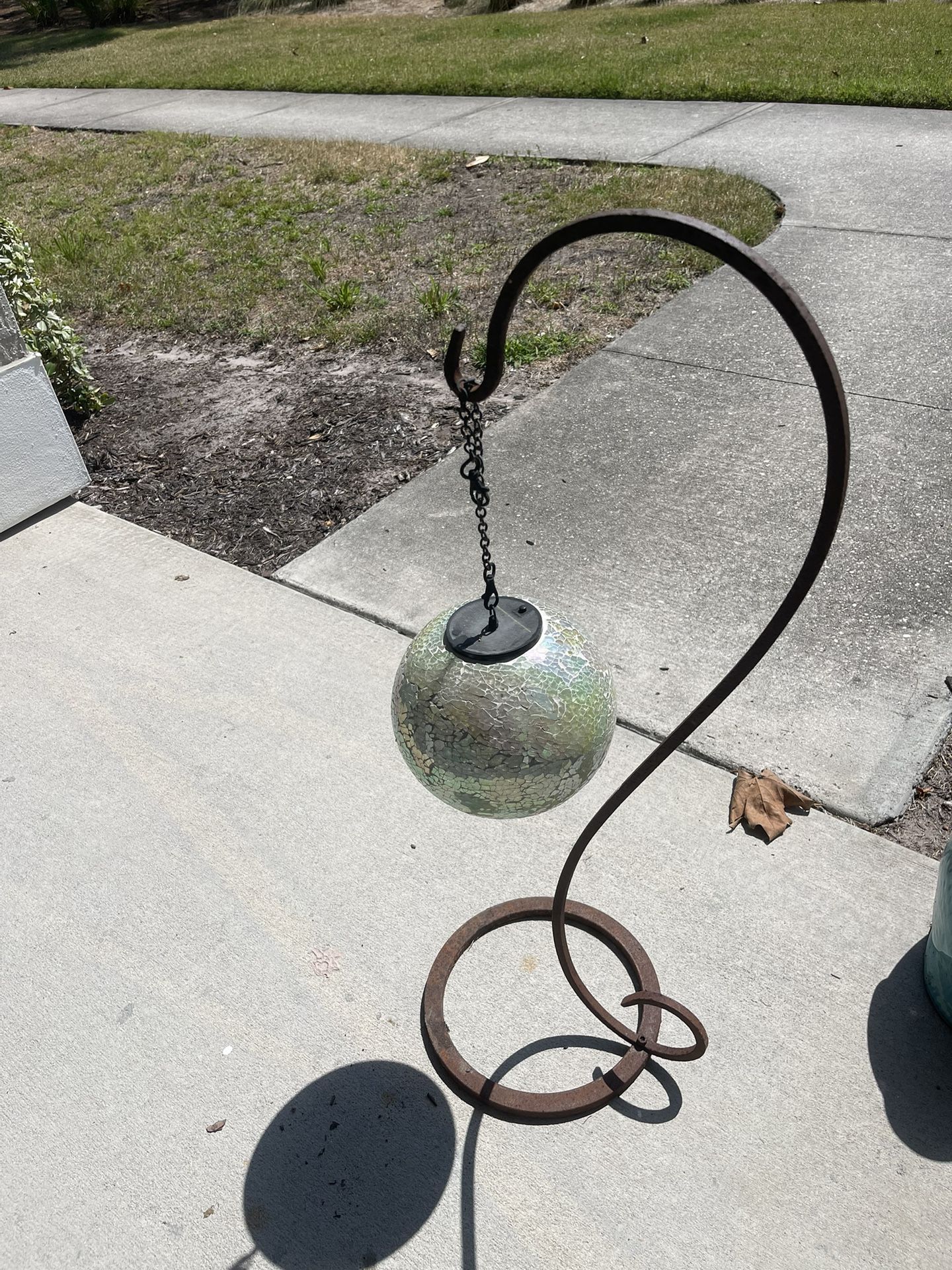 Iron Plant Stand Yard Art Hand Crafted Weathered Look