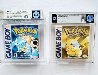 Sealed POKEMON BLUE & YELLOW Nintendo Game Boy WATA 5.5 B+ & 7.0 A Pikachu Grail