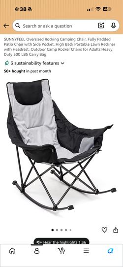 Rocking camp chair  heated over size