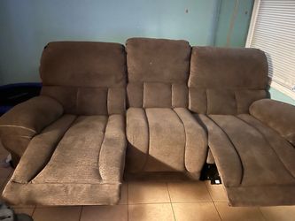 Brown Fabric Reclining Sofa