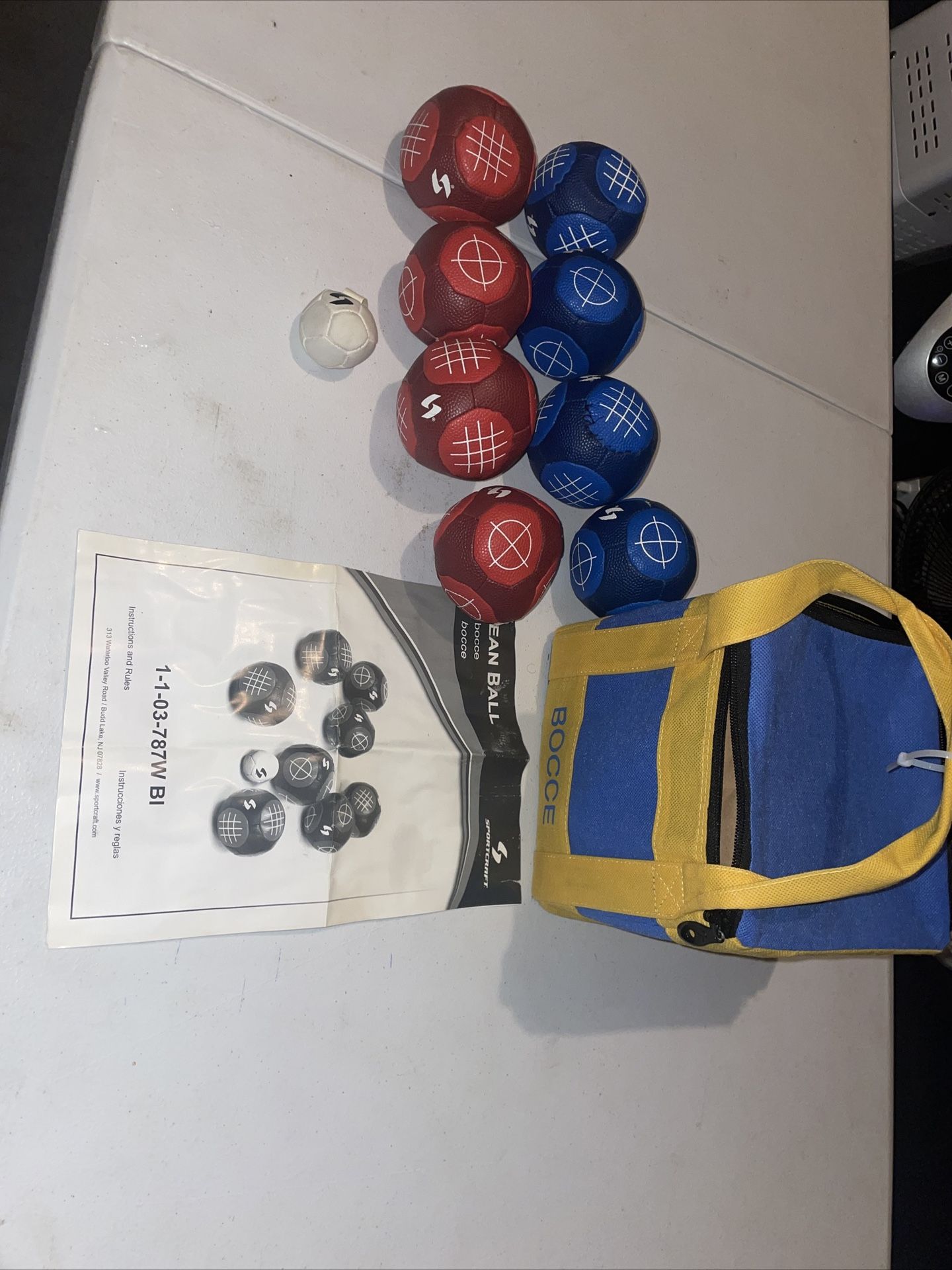 Sportcraft Bocce Bean Bag Ball Indoor/Outdoor Game Set Complete W/Bag Red Blue