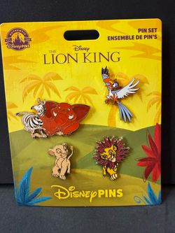 Disney Parks The Lion King 4 Pin Trading Booster Set – Simba, Nala, Zazu & Zebra – New