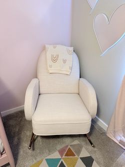 Cream Upholstered Accent Rocking Chair