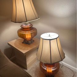 Antique Lamps/oversized  Vintage EF EF Amber Glass Lamp