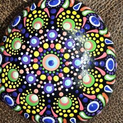 Handpainted Stone Paperweight Stunning Colors