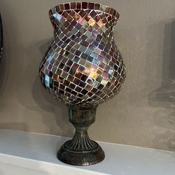 Beautiful Hand-Placed Mosaic Glass Tile Candle Holder 10.5”H