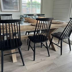 Set Of Six Black Dining Chairs