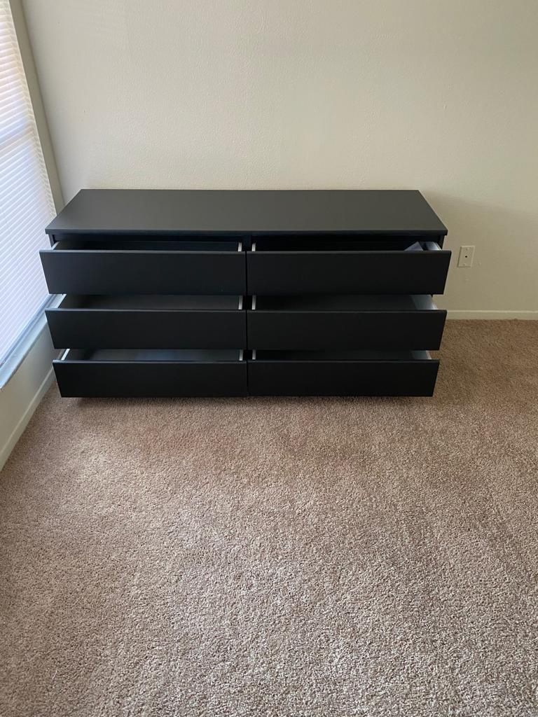 Tvilum 6 Drawer Double Dresser, Black