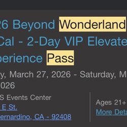 Wonderland Tickets VIP