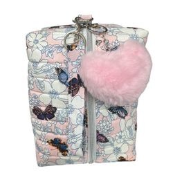 Pink Butterfly Garden Makeup, Accessory, Toiletries Bag w/ matching Wristlet 