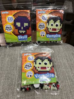 2 Vampires & 1 skull fused bead kit glow in the dark