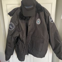 WATERPROOF ALLIED UNIVERSAL SECURITY JACKET w/ HOODIE + CAP - SIZE XL
