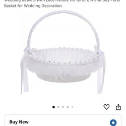 White Flower Girl Basket 