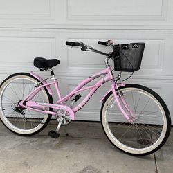 Beautiful Shimmery Pink 7 Speed Aluminum Frame Sun Beach Cruiser Bike