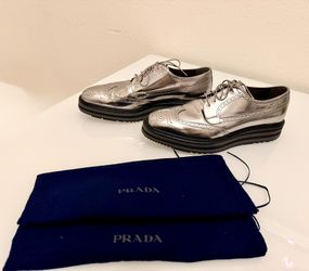 Prada Men's Metallic Oxford Shoes Laminated Lace Up