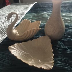 Lenox China Vase, Swan & Dish