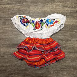 Baby Girls Mexican Outfit, Conjunto Mexicano Para Bebé
