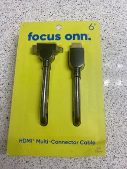 Focus ONN HDMI Multi-Connector Cable Mini/Micro 6 feet 1080P