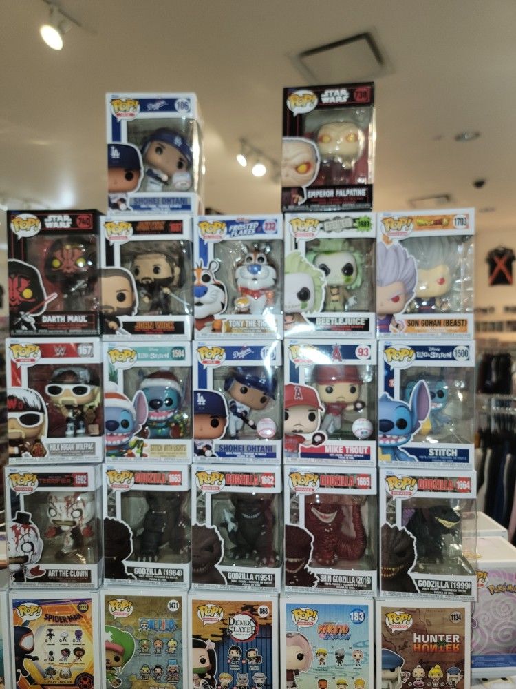 Shohei OHTANI , Mike TROUT, BEETLE Juice John Wick Art The Clown Funko Pop Stitch Disney DODGERS MLB