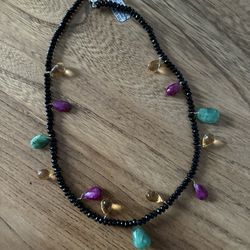 Onyx, Emerald, Ruby, Citrine Necklace