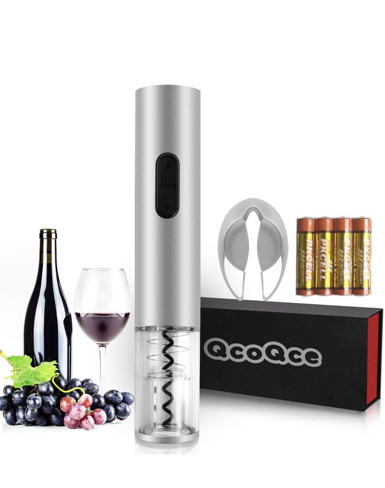 Electric Wine Opener - Cordless Automatic Bottle Opener - Battery Operated Corkscrew - With Foil Cutter / Stand and Batteries Included