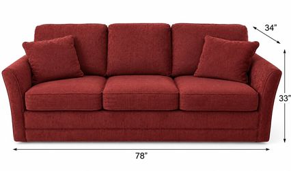 Red Fabric 3-Seat Sofa Sleeper with Throw Pillows