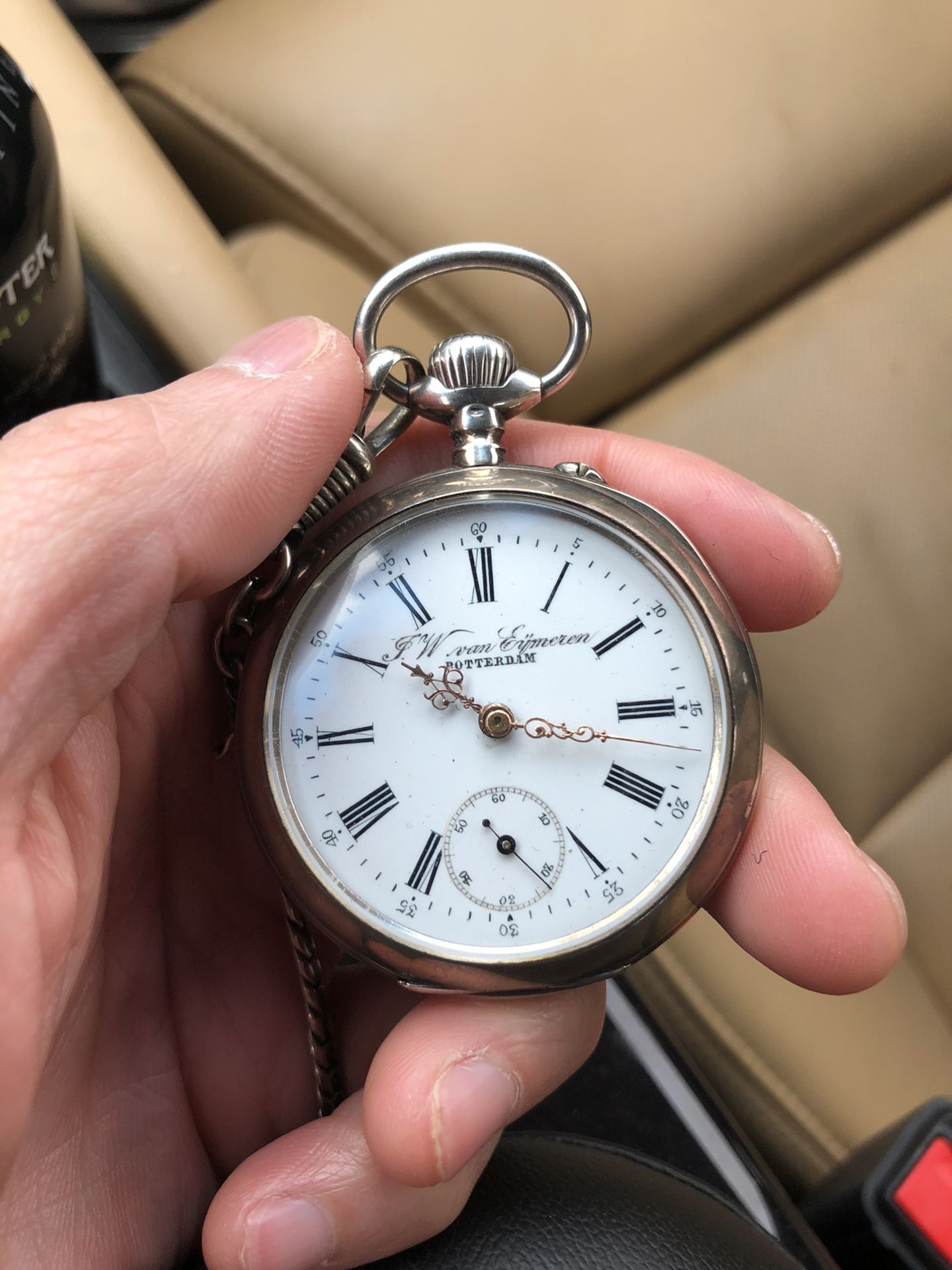 Vintage silver pocket watch with silver chain for sale or trade
