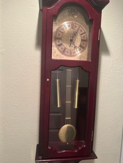 Antique Wall Clock with Chime and Pendulum 36”x12”