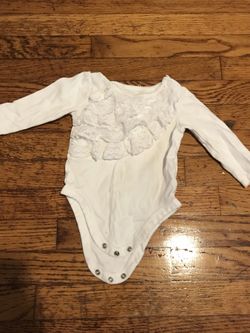 12 Months. White Ruffle Onesie