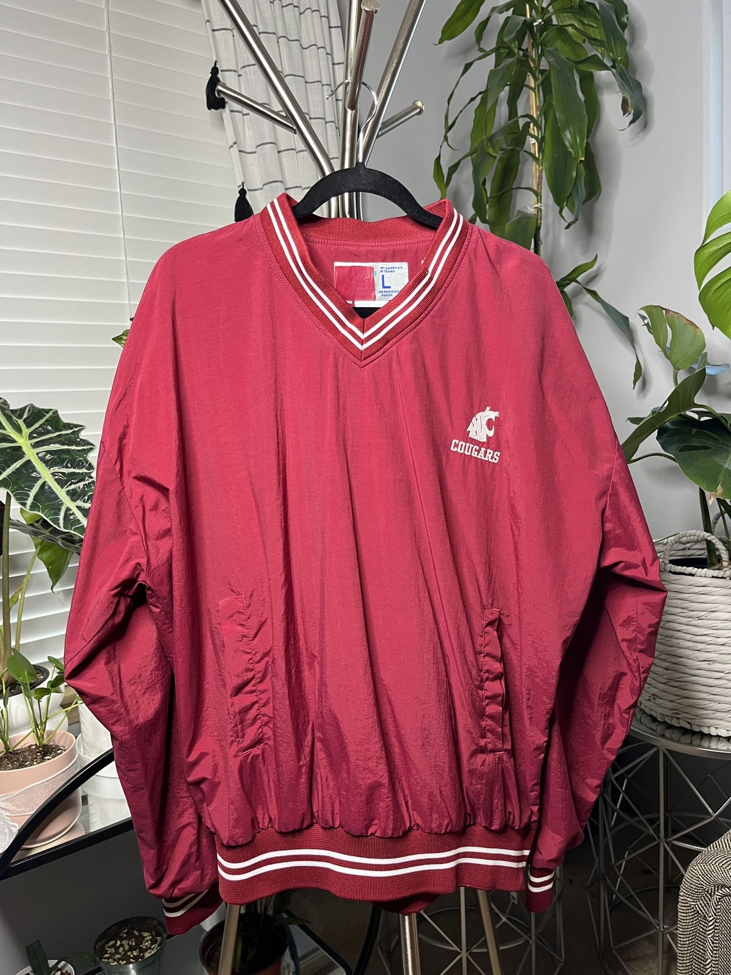RUSSELLS ATHLETICS NYLON WSU RED WINDBREAKER