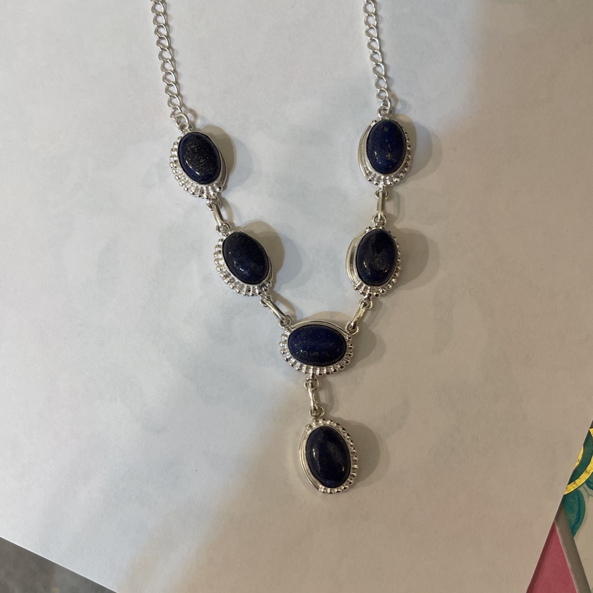 925 Sterling Silver Lapis Lazuli Necklace  18’