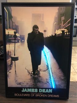 Helnwein James Dean Boulevard of Broken Dreams 40”x34”Framed Large Poster with Neon light