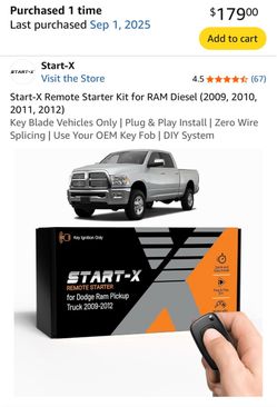 Start-X Remote Starter Kit for Dodge Ram 2009-2012