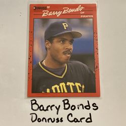 Barry Bonds Pittsburgh Pirates All-Star Outfielder Donruss Card. 