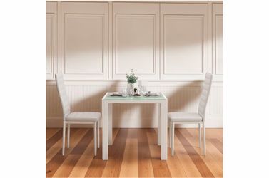 Gizoon 3 Piece Glass Dining Table Set, Kitchen Table and Chairs Set for 2