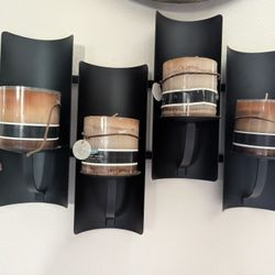 Black Metal Wall Hung Pillar Candle Holder