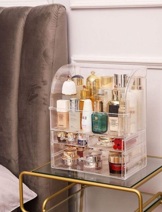 Large Acrylic Makeup Organizer for Vanity, 9.5" W x 6.3" D x 12.4" H Skincare Organizer